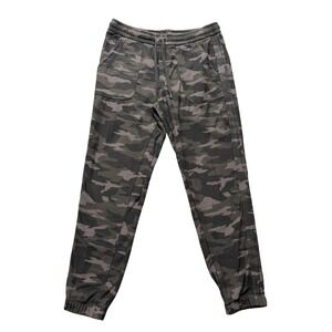 Athleta Camo Jogger Pants Womens Small Gray Knit‎ Elastic Waist Pockets Yoga